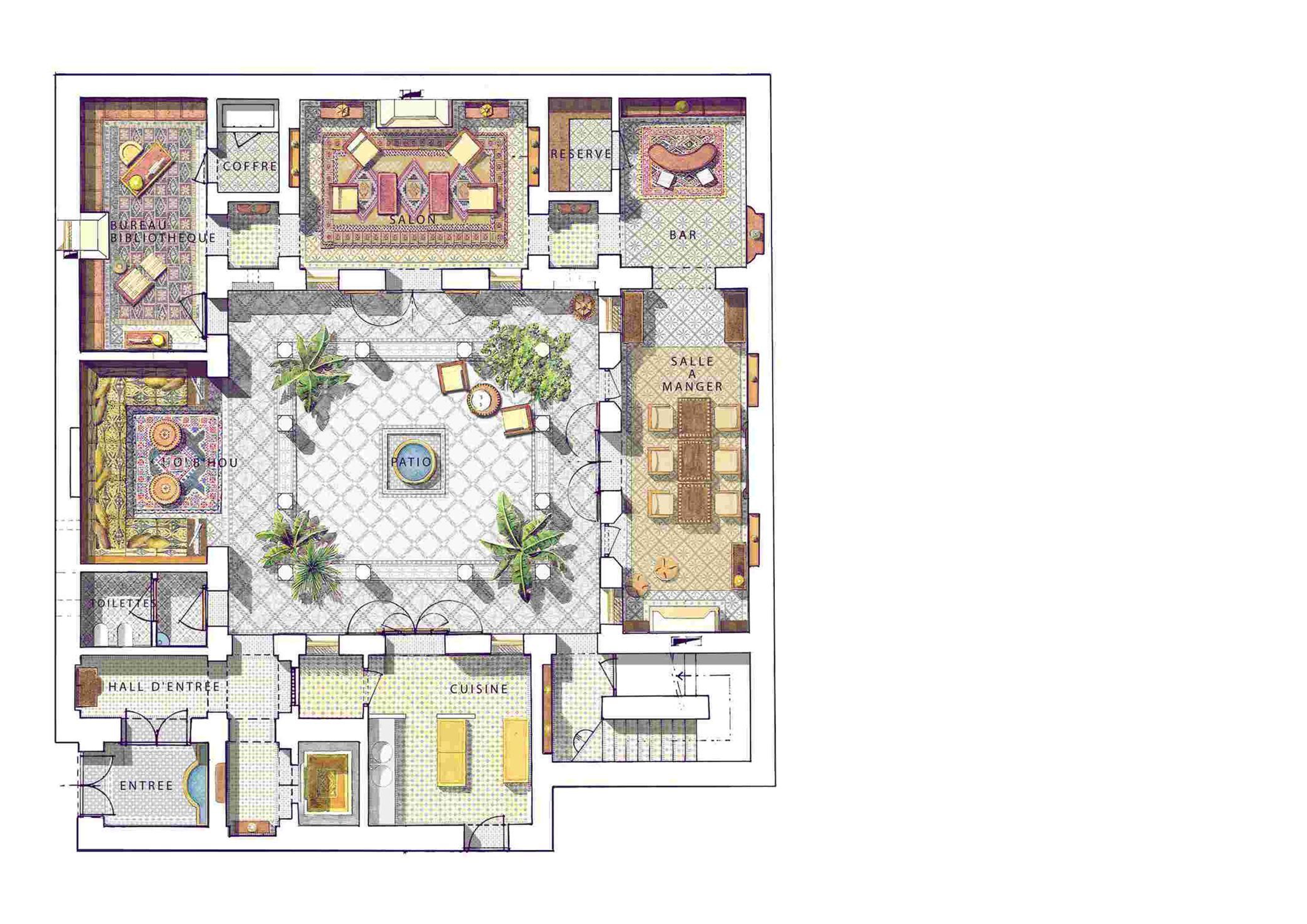 Concept Tunisian courtyard house rendering