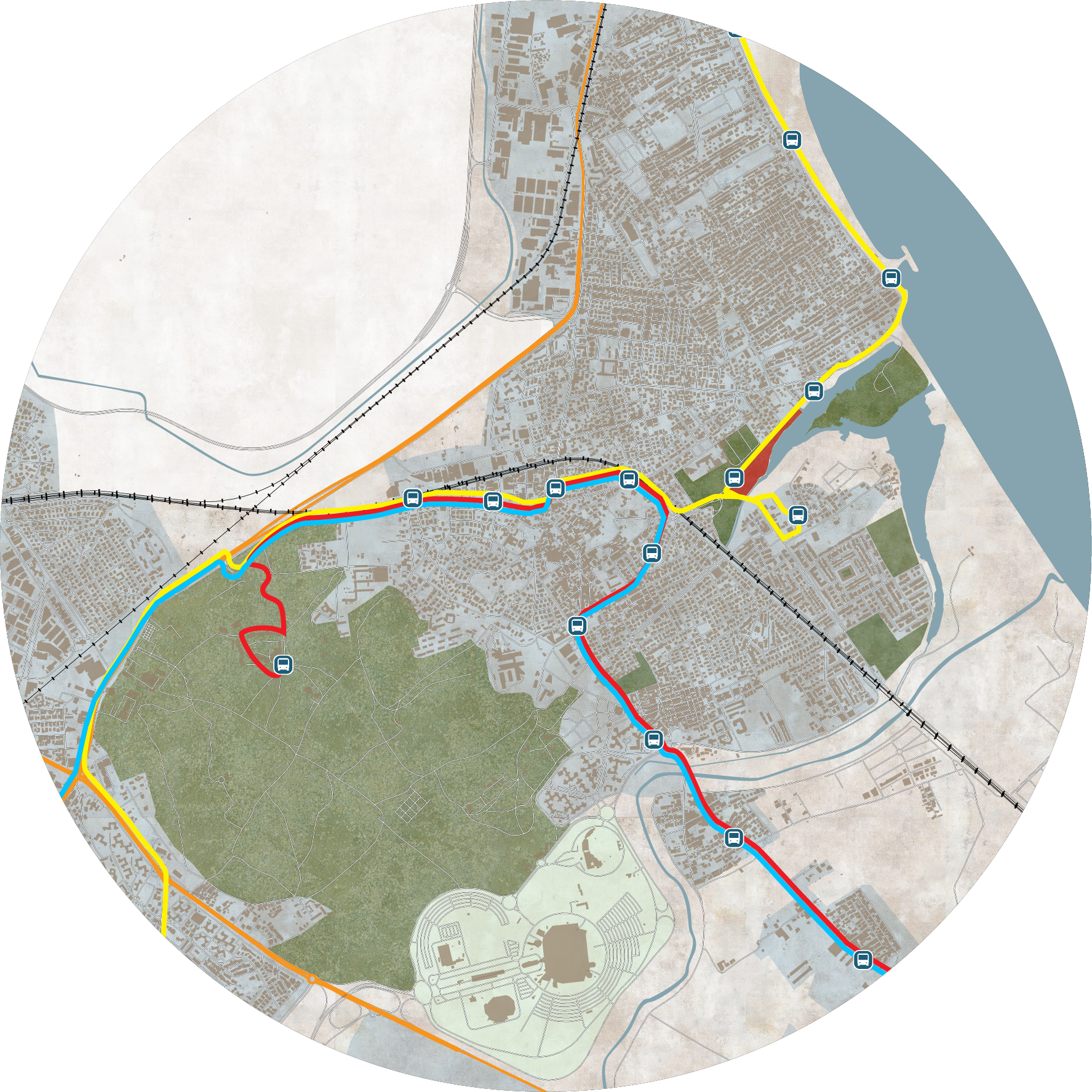 Greater Radès Bus Stations Map